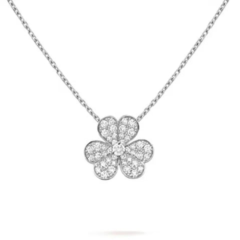 Clover Diamond Necklace Silver