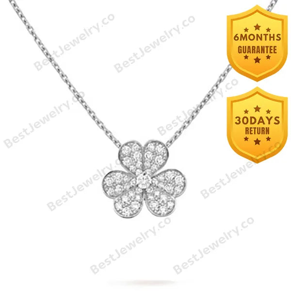 Clover Diamond Necklace Silver