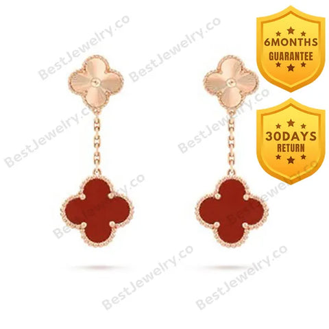 Clover Earrings Gold And Carnelian