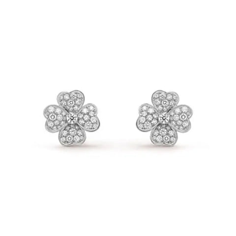 Clover Earrings Silver Diamond