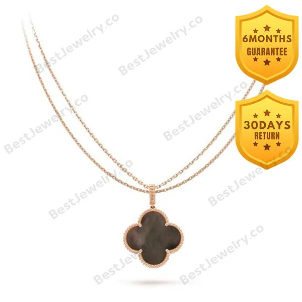 Clover Gold Dark Mop Big Clover Necklace