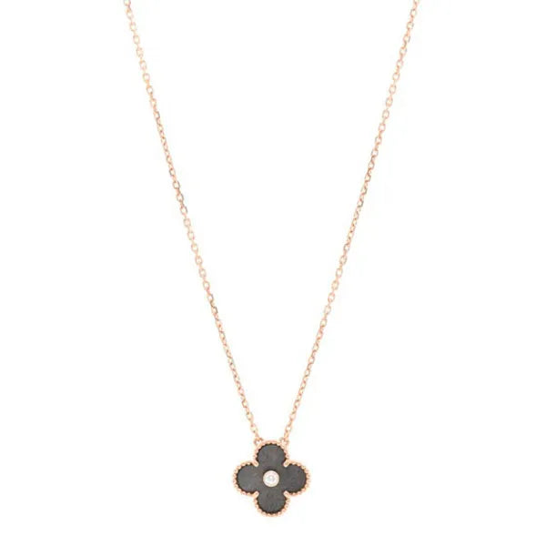 Clover Gold Dark Mop Clover Necklace