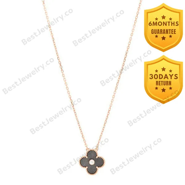 Clover Gold Dark Mop Clover Necklace