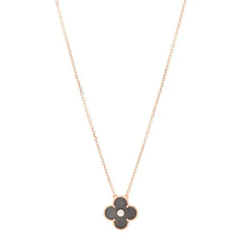 Clover Gold Dark Mop Clover Necklace