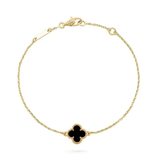 Clover Gold Onyx Bracelet