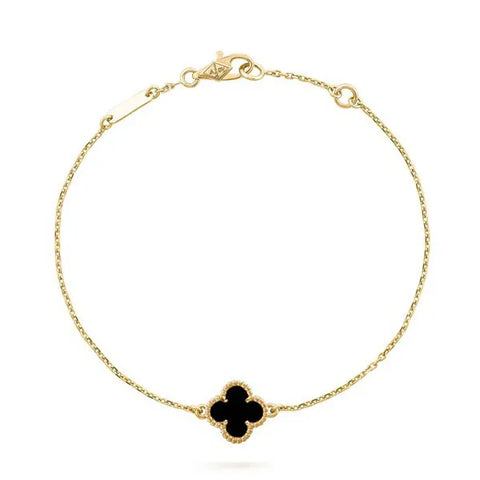 Clover Gold Onyx Bracelet