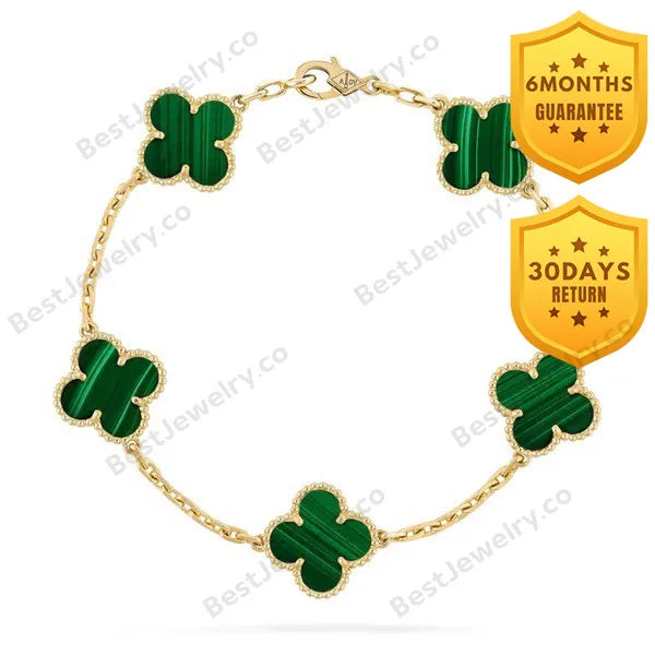 Clover Malachite Bracelet 5 Motifs