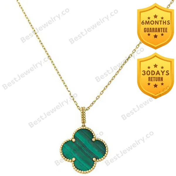 Clover Malachite Gold Necklace