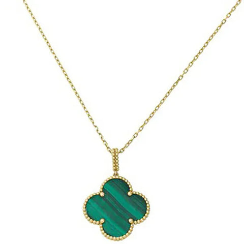 Clover Malachite Gold Necklace