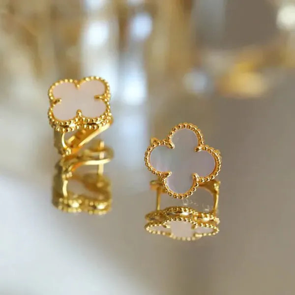 Clover Medium Gold Mop Stud Earrings