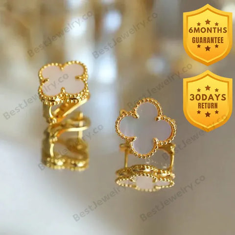 Clover Medium Gold Mop Stud Earrings