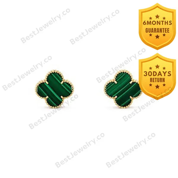 Clover Mini Malachite Gold Earrings