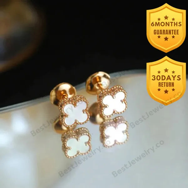 Clover Mini Pink Gold Mop Earrings