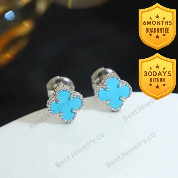 Clover Mini Silver Turquoise Stud Earrings