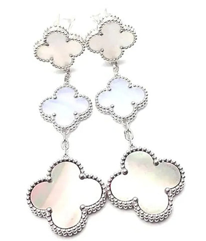 Clover Mop 3 Motifs Silver Earrings