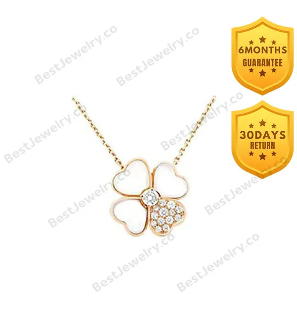 Clover Mop Diamond Pink Gold Necklace