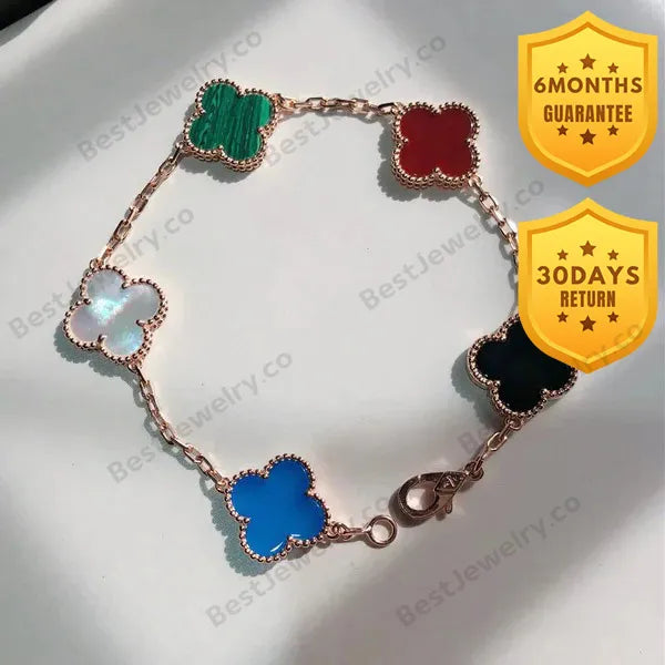 Clover Multicolor Pink Gold Bracelet 5 Motifs