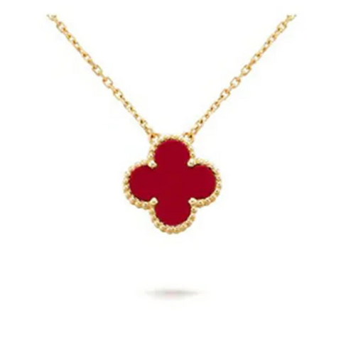 Clover Pendant Carnelian Necklace