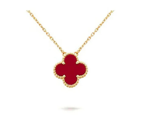 Clover Pendant Carnelian Necklace