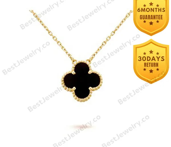 Clover Pendant Onyx Necklace