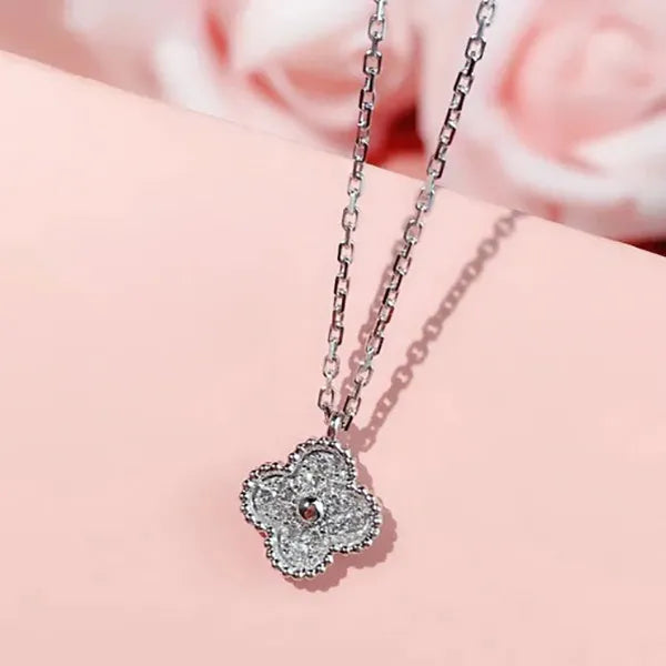 Clover Silver Diamond Necklace