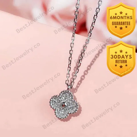 Clover Silver Diamond Necklace