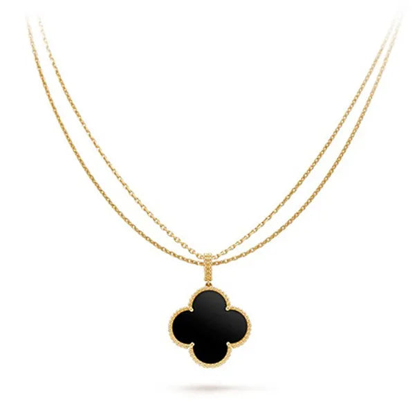 Clover Silver Onyx Big Clover Necklace