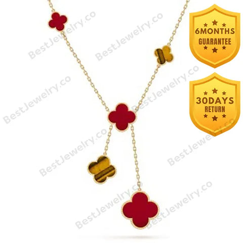 Clover Tiger Eye Carnelian Necklace 6 Motifs