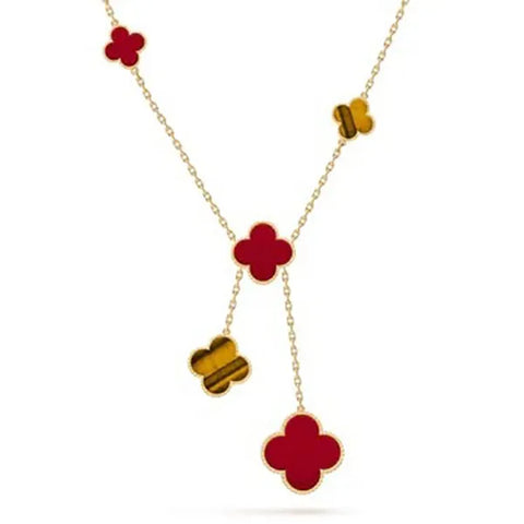 Clover Tiger Eye Carnelian Necklace 6 Motifs