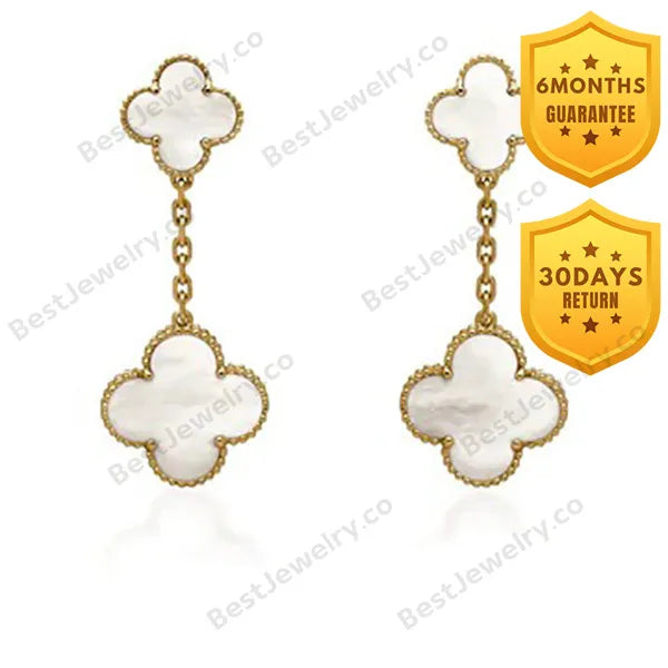 Clover White Mop Earrings 2 Motifs