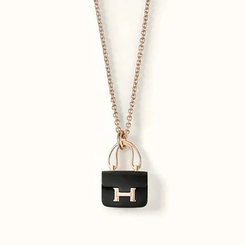 Constance Black Pedant Pink Gold Necklace