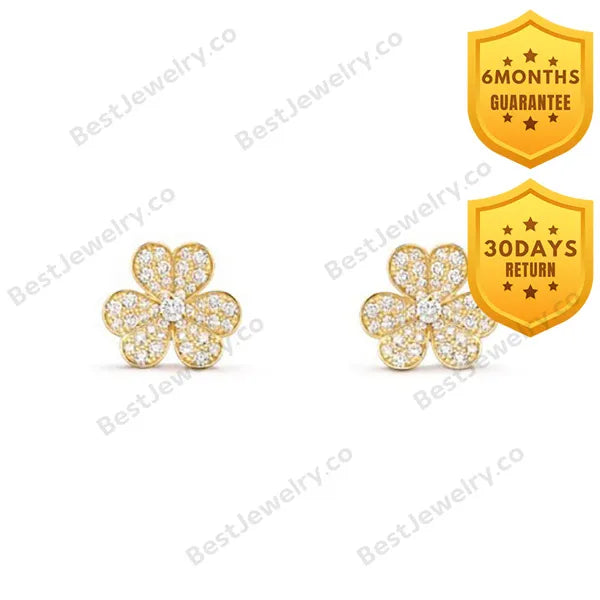 Frivole Gold Flower Diamond Earrings