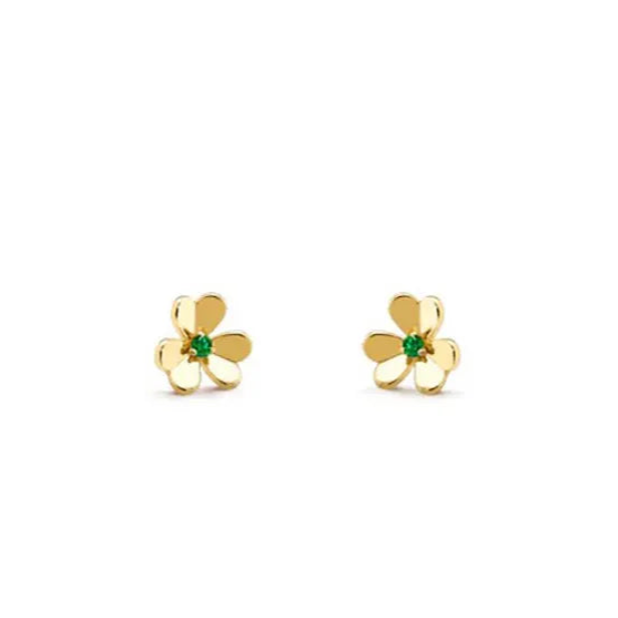 Frivole Gold Flower Malachite Earrings