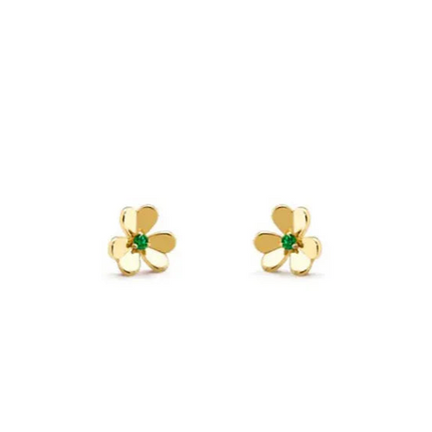 Frivole Gold Flower Malachite Earrings