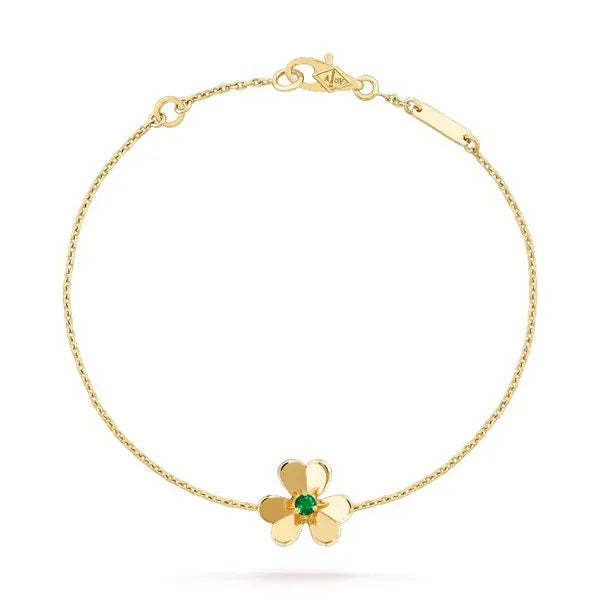 Frivole Gold Flower Pink Malachite Bracelet