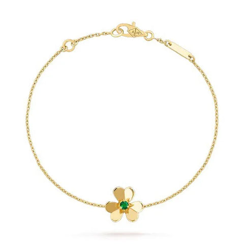 Frivole Gold Flower Pink Malachite Bracelet