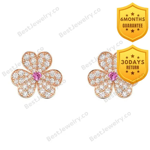 Frivole Pink Gold Flower Diamond Earrings