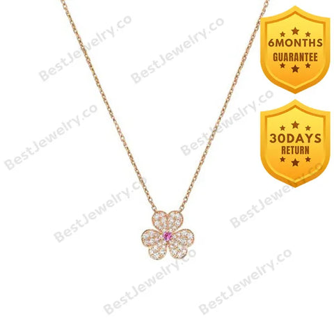 Frivole Pink Gold Flower Diamond Necklace