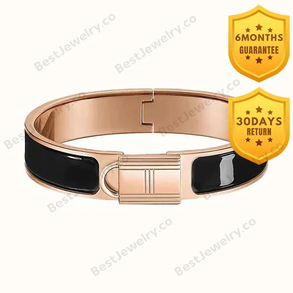 H Lock Black Pink Gold Bracelet 12mm