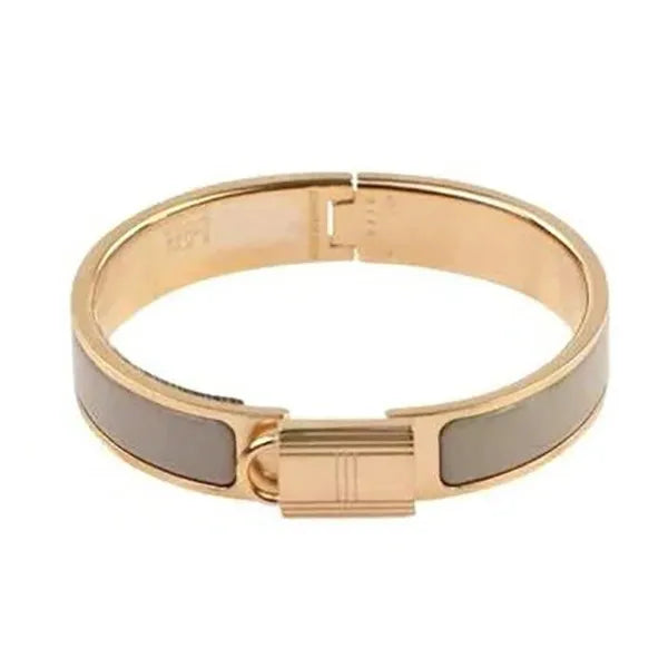 H Lock Grey Pink Gold Bracelet 12mm