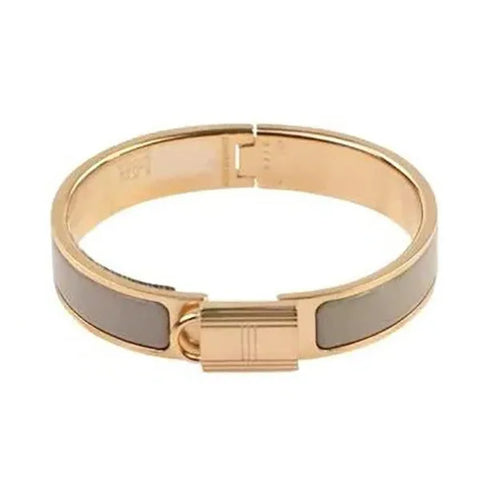 H Lock Grey Pink Gold Bracelet 12mm