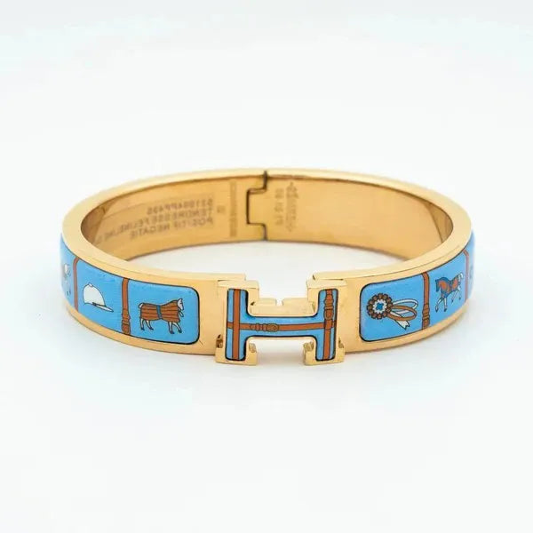 H Pink Gold Bracelet Blue Ceramic