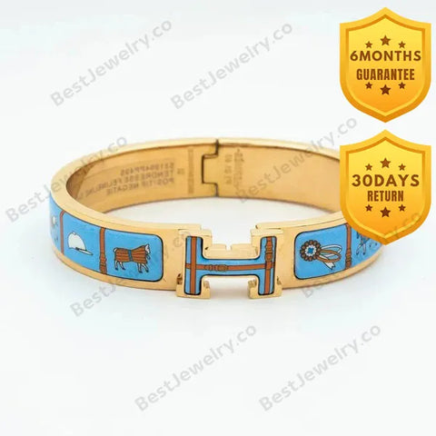 H Pink Gold Bracelet Blue Ceramic