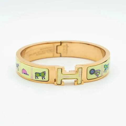 H Pink Gold Bracelet Cream Ceramic