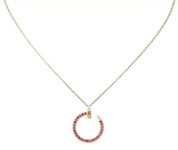 Juste Necklace Gold Red Diamonds