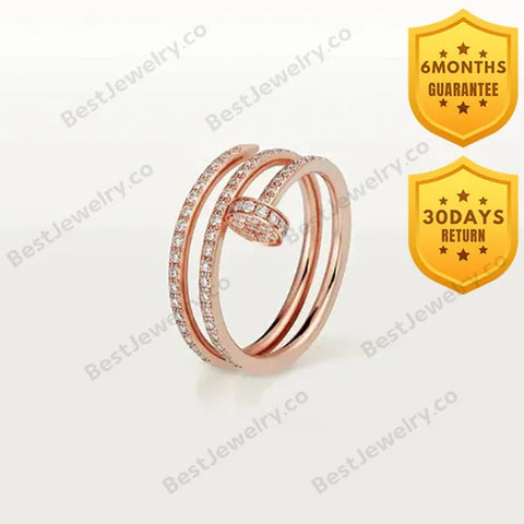 Juste Ring 1.8mm Pink Gold Double Row All Diamonds