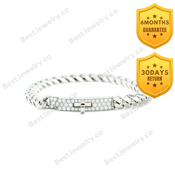 Kelly Chain Silver Diamond Bracelet