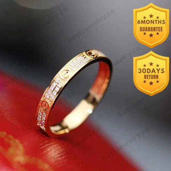 Love Ring 2.65mm Gold Diamond Paved