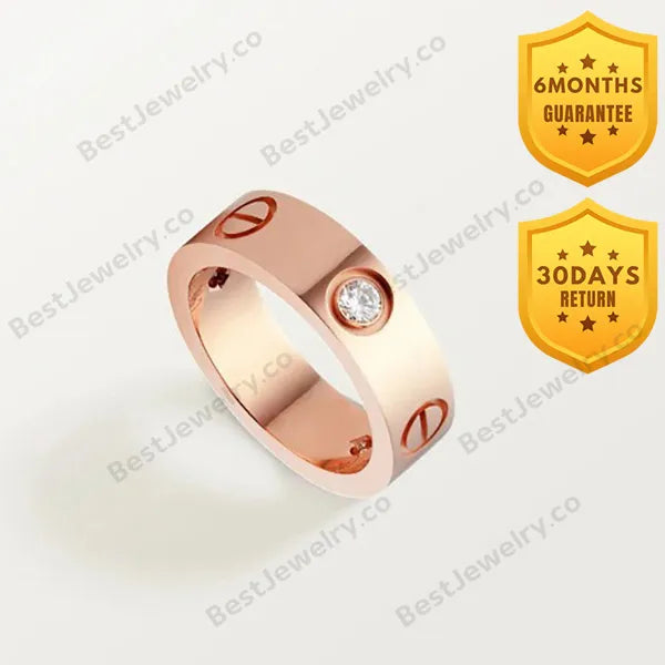 Love Ring 5.5mm 3 Diamonds Pink Gold