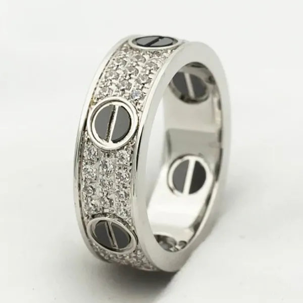 Love Ring 5.5mm Diamonds Paved Ceramic